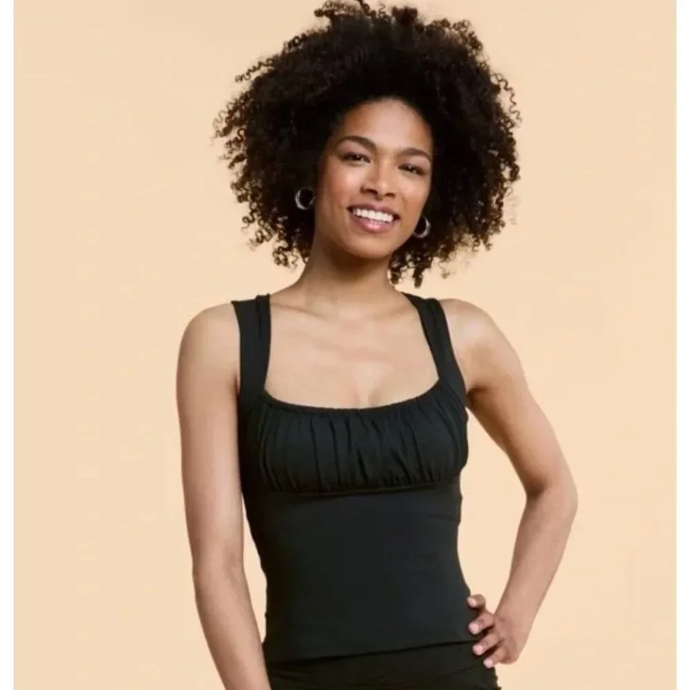 Sleeveless Light Blue Square-Neck Tank Top